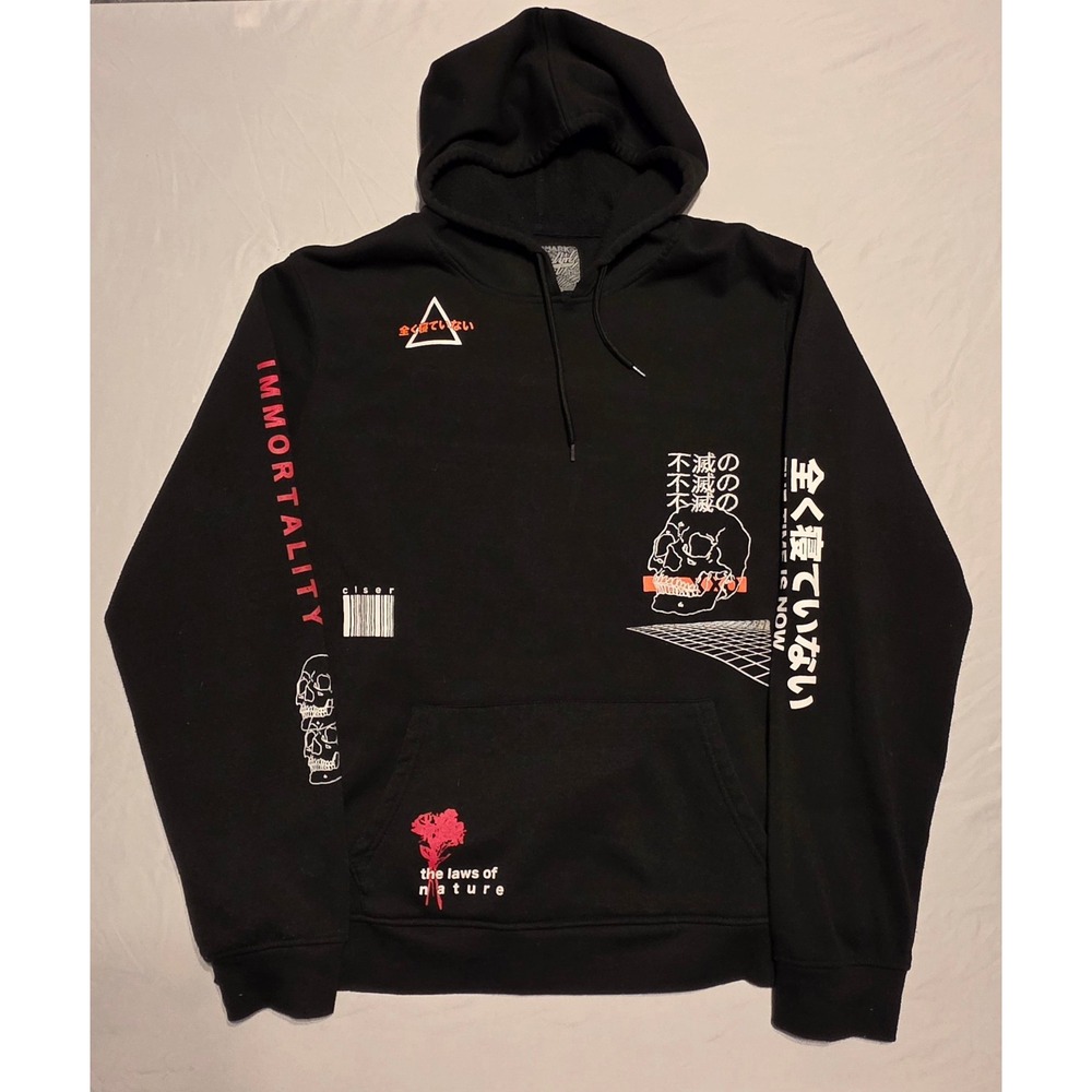Trademark Broke Life XL Black Graphic Hoodie Skull Japanese Streetwear